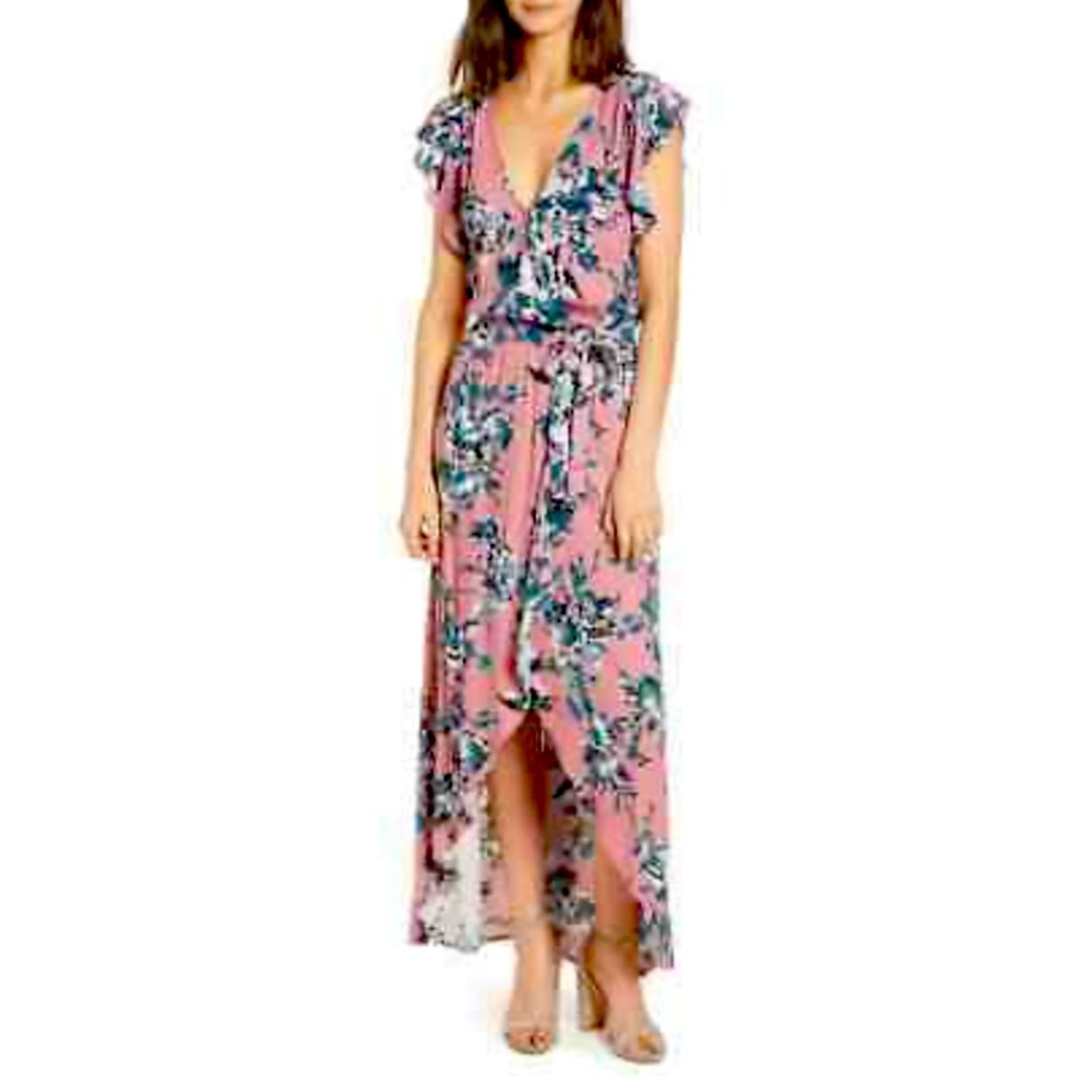 Splendid Pink Floral High Low Dress